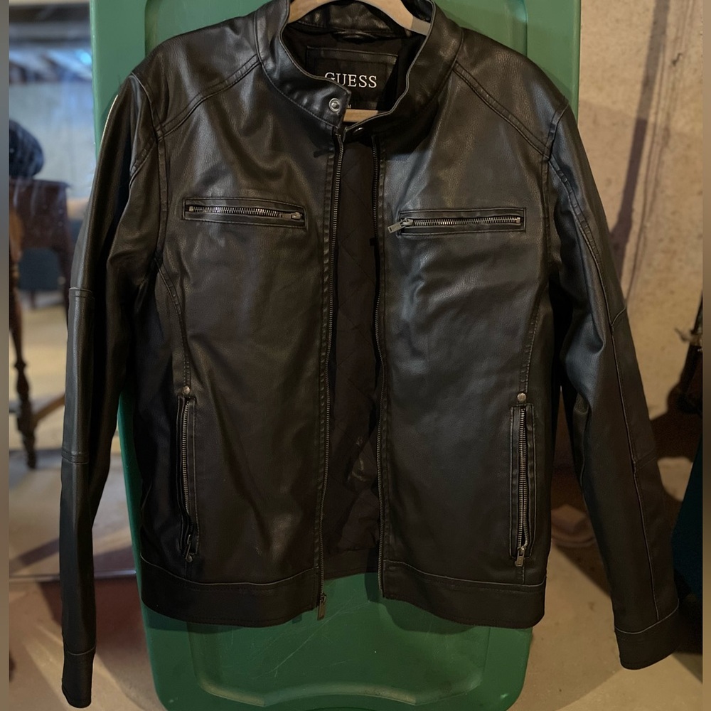 Guess Leather Moto Jacket, black